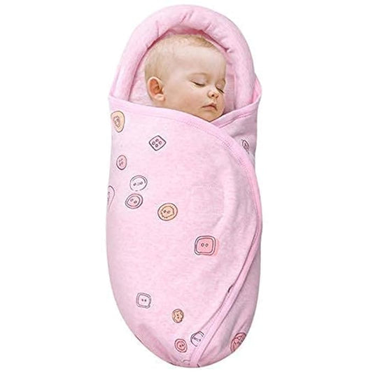Organic Cotton Baby Swaddle Blankets, Unisex Baby Blanket Wrap for Newborn Baby Boys Girls, Skin Friendly Wearable Swaddling Sleep Sack Calms Startle Reflex (Button, Peachpink, 0-3 Months)
