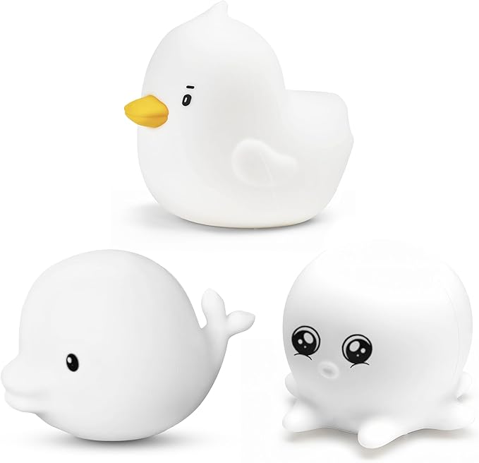 Lumipets Kids Bath Toys Set – Light Up Bath Cubes & Floating Rubber Animal Toys, Bathtub Lights for Kids, Swimming Bath Toys, Colorful LED Light-Up Baby Toys for Fun Bathtime