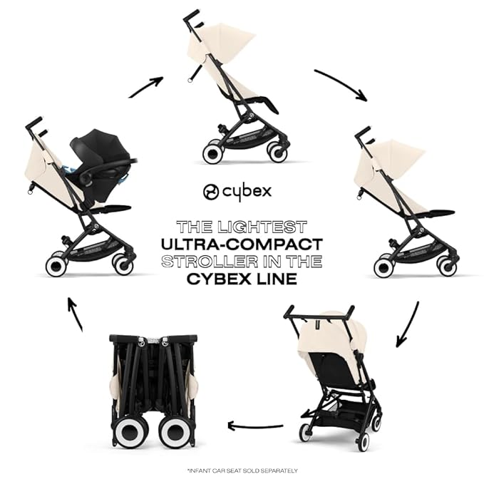 Cybex Libelle 2 Travel pockit Baby Stroller - Lightweight Carry-On Travel Stroller for Airplane with One-Hand Recline, Compatible with CYBEX Car Seats, Canvas White