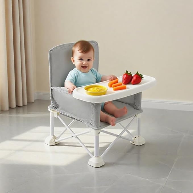 Portable Baby Seat Travel,Compact Folding Baby Chair with Safety Straps,Perfect for Travel, Camping,Beach