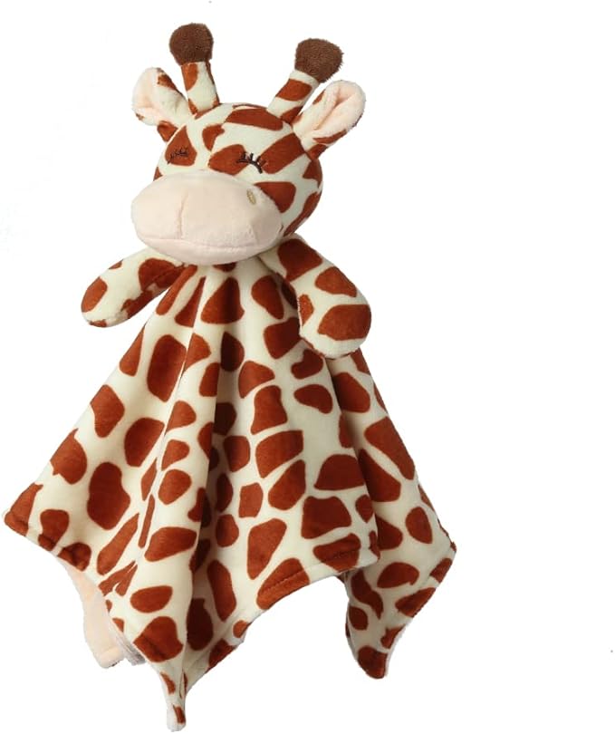 CREVENT Cozy Plush Baby Security Blanket, Loveys for Baby Girls and Boys, Birthday (Monkey+Giraffe)