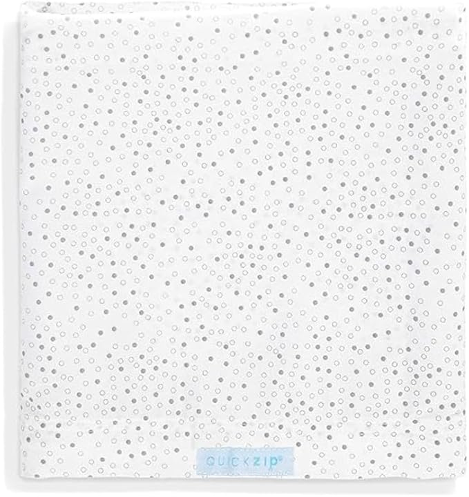 QuickZip Crib Extra Zip-On Sheet (SecureFit Wraparound Base Not Included) - Faster, Safer, Easier Baby Crib Sheets - Gray Dot 100% Cotton - Fits All Standard Crib Mattresses