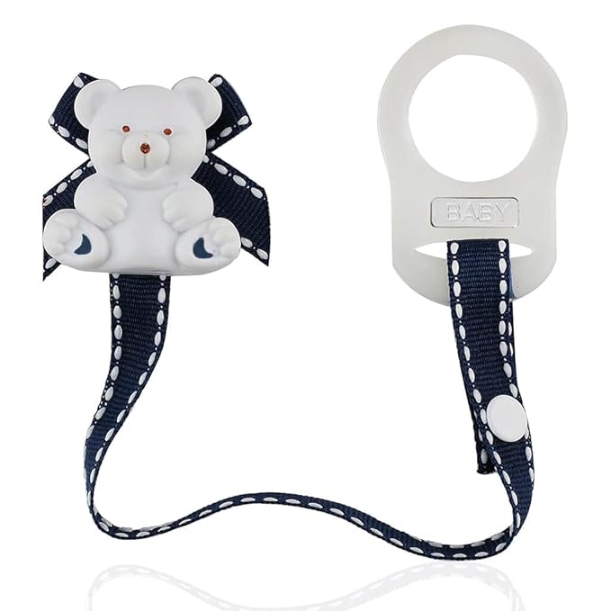 Baby Buddy Pacifier Clip Holder, Newborn Essential with Universal Fit for All Binky and Teether Brands, Ages 4+ Months, Black & White, 1 Pack