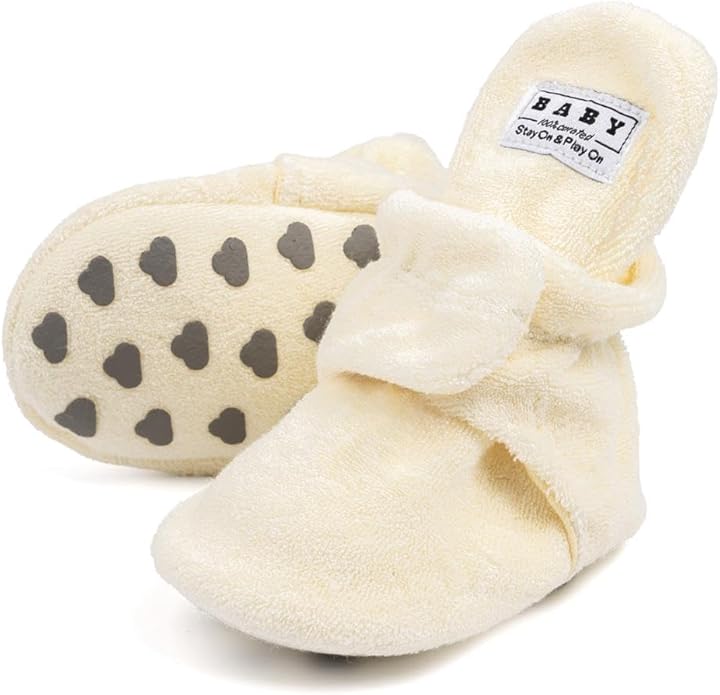 Sawimlgy Newborn Infant Baby Girl Boy Cotton Booties Stay On Sock Slippers Soft Bedroom Shoes Non-Skid Ankle Boots With Grippers Toddler Crib Warm Shoe First Walker Birthday Shower