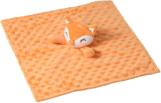 CREVENT Soft Plush Animal Face Security Blankets for Boys and Girls, Great Gifts for Birthday Baby Shower (Orange Fox)