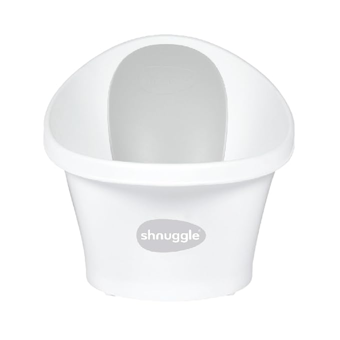 Newborn Baby Bath | Built in Support Bump and Soft Backrest | Suitable from Newborn | Bath Seat Support Includes Plug | White with Grey Backrest