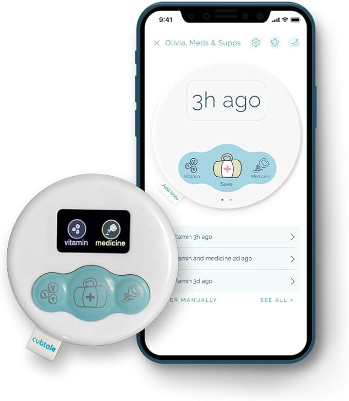 Smart Tracker for Supplements and Vitamins – One-Press Logging Device with App Sync, Reminders, and Caregiver Support for Prenatal Routines