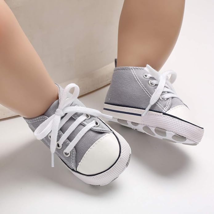 Unisex Baby Boys Girls Shoes, Newborn Infant Non-Slip Canvas Denim High Top Sneakers, Toddler First Walkers Shoes