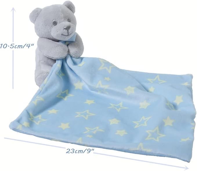 CREVENT Cozy Plush Baby Security Blanket Loveys for Baby Boys with Animal Face, Baby Shower/Birthday Gifts for Newborns Infant Toddler (Hugging Bear)