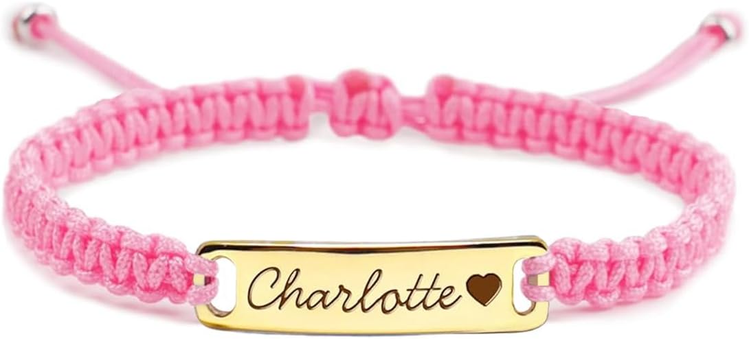Personalized Baby Bracelet, 18K Gold Plated Custom Name Bracelet, Braided Cord Baby Bracelet Adjustable for Baby Girls and Boys as Birthday Gift Baptism Gift
