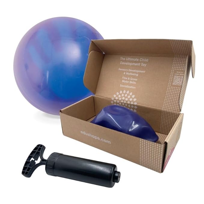 Edushape Incrediball Change-A-Color Sensory Ball for Baby - 7" Deflated with Pump - Color Changing Ball Helps Enhance Gross Motor Skills for Kids