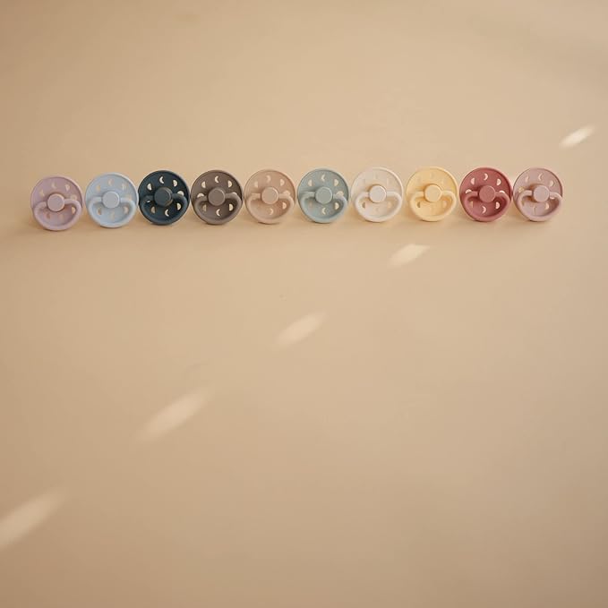 FRIGG Moon Natural Rubber Baby Pacifier | Made in Denmark | BPA-Free (Blush/Cream, 6-18 Months) 2-Pack