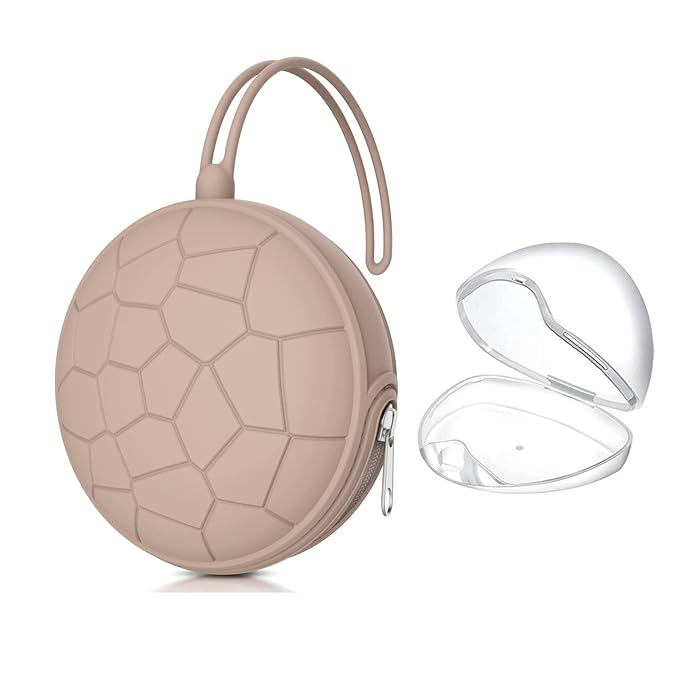 Smlpuame Pacifier Holder Case,Mothers Day Gifts for Mom BPA Free Portable Silicone Baby Pacifier Cover Pouch for Diaper Bag Stroller,Travel Outdoor Activities,Easy to Clean(Football & Blush)