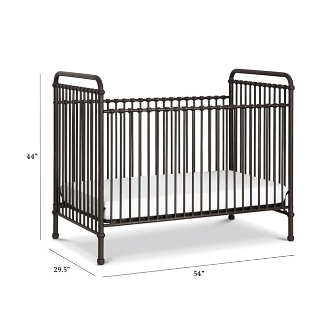 Namesake Abigail 3-in-1 Convertible Metal Crib in Vintage Iron, Greenguard Gold Certified