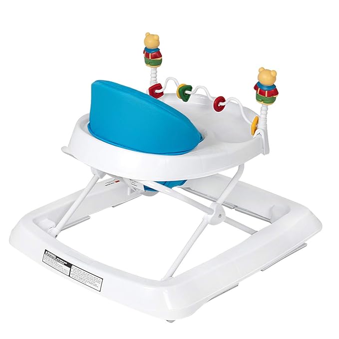 BABY JOY Baby Walker, Foldable Activity Walker with Adjustable Height, Large Tray & Removable Toys, Baby Walker with Wheels for Boys Girls 6-18 Months (Blue)