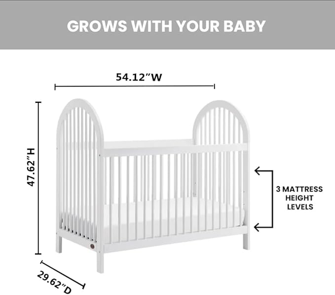 Soho Baby Everlee 3-in-1 Island Crib, Whitewash