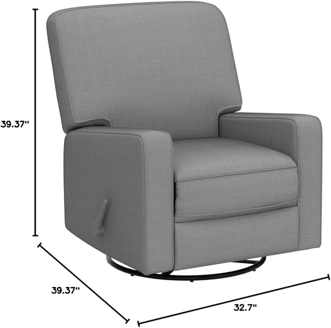 Harkawon Swivel Rocker Recliner Chair, Glider Rocker Recliner, Rocking Chair Nursery, Fabric Chair with High Back, Deep Seat, for Living Room, Bedroom (Dark Grey)