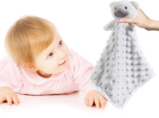 CREVENT Soft Cute Snuglling Toy Baby Security Blankies Unisex, Minky Dot Front + Sherpa Backing (White Bear)
