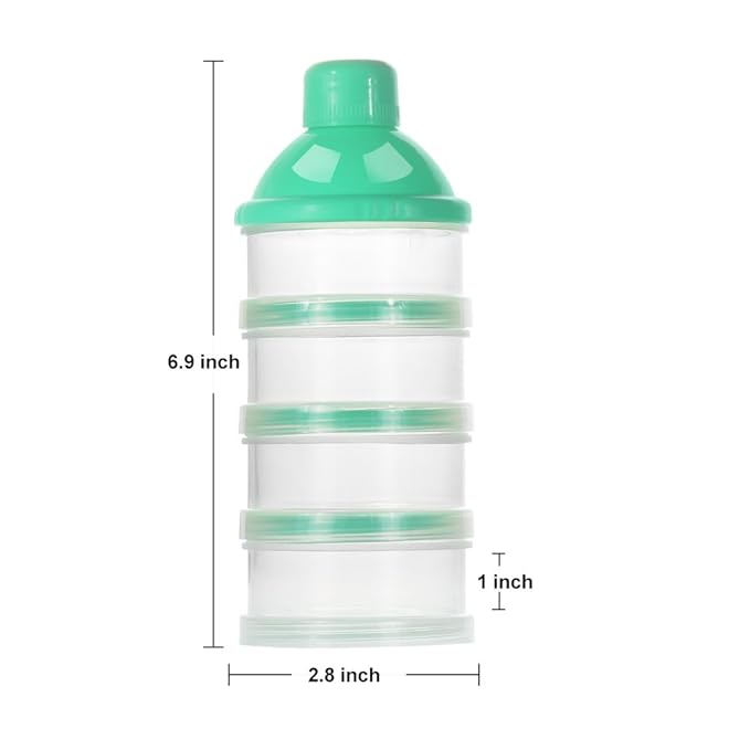 Accmor Formula Dispenser On The Go, 4 Compartments Stackable Formula Container for Travel, Baby Milk Powder Kids Snack Container, BPA Free 