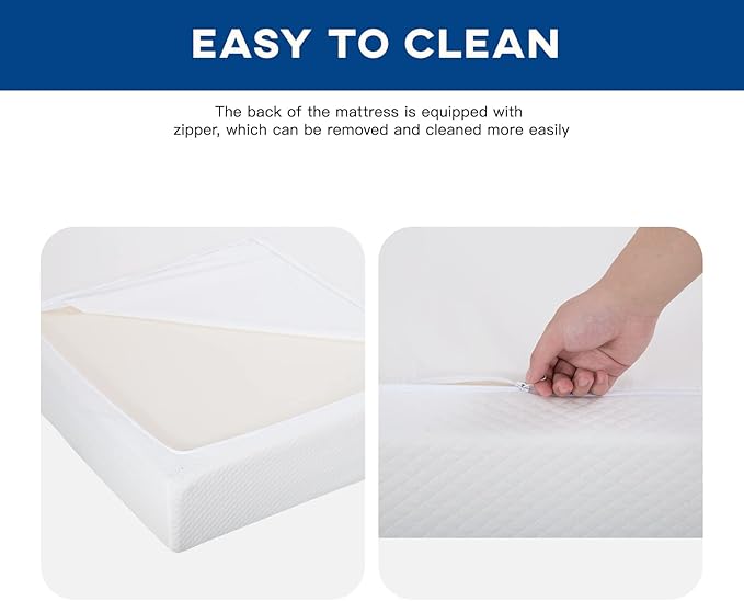 FDW | 6 Inch King Mattress | Medium Firm | Gel Memory Foam Mattress | White | Bed in a Box, CertiPUR-US Certified | Pressure Relief, Cooling Ventilated Foam | Washable Removable Cover