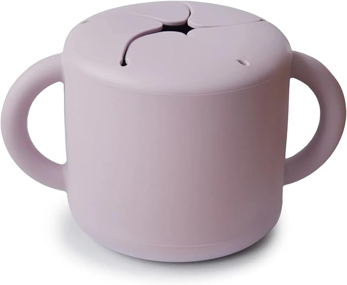 mushie Silicone Snack Cup | Spill Proof Food Container for Toddler and Baby (Soft Lilac)