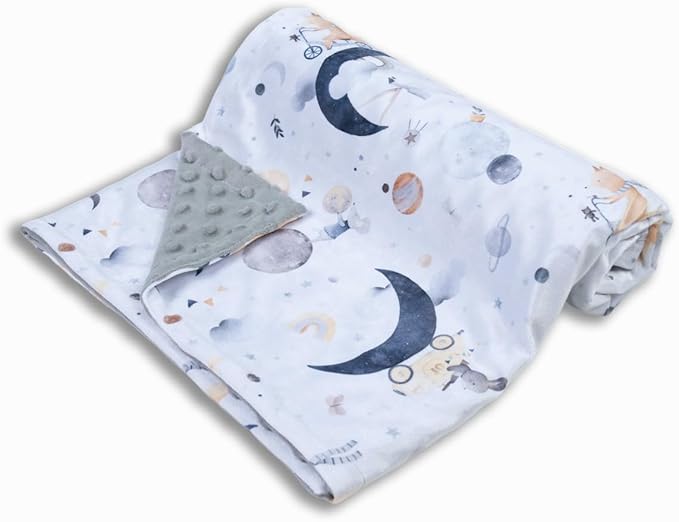 Baby Blankets for Unisex Boys Girls, Super Soft Nursery Minky Blankets, 30 x 40 inch Outer Space Printed Bed Throws Newborn (Planet Fox)