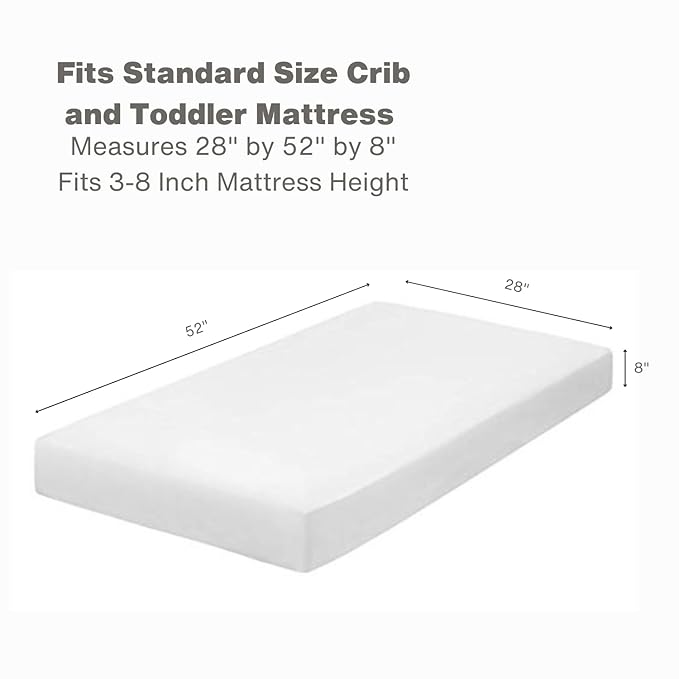 Everyday Kids 2-Pack Fitted Crib Sheets, 100% Soft Breathable Microfiber Baby Sheet, Fits Standard Size Crib Mattress 28in x 52in, White Nursery Sheet and Beige Nursery Sheet