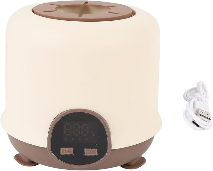 Automatic Baby Bottle Shaker, Low Noise Digital Display Cordless Baby Bottle Mixer Baby Formula Mixer Formula Pitcher for 50‑80mm Bottles (Brown)