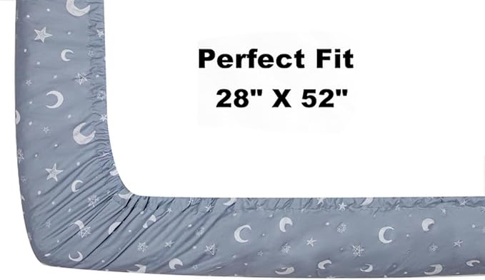 4 Pack Crib Sheets Star and Moon Neutral Unisex Baby Mattress Cover Fitted Crib Sheets Set for Baby Boys or Girls Moon