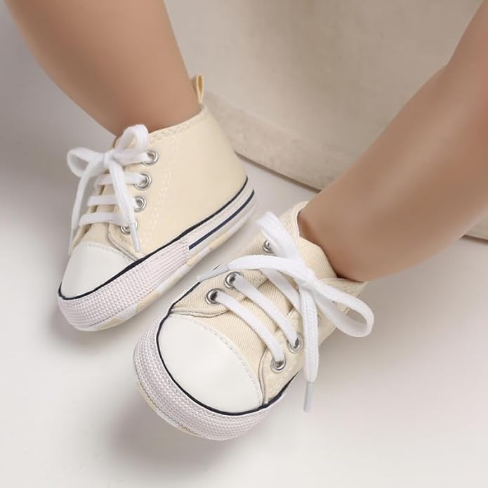 Unisex Baby Boys Girls Shoes, Newborn Infant Non-Slip Canvas Denim High Top Sneakers, Toddler First Walkers Shoes