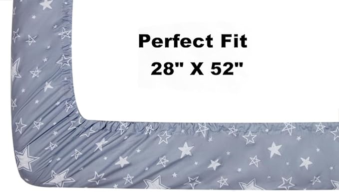 4 Pack Crib Sheets Star and Moon Neutral Unisex Baby Mattress Cover Fitted Crib Sheets Set for Baby Boys or Girls Star