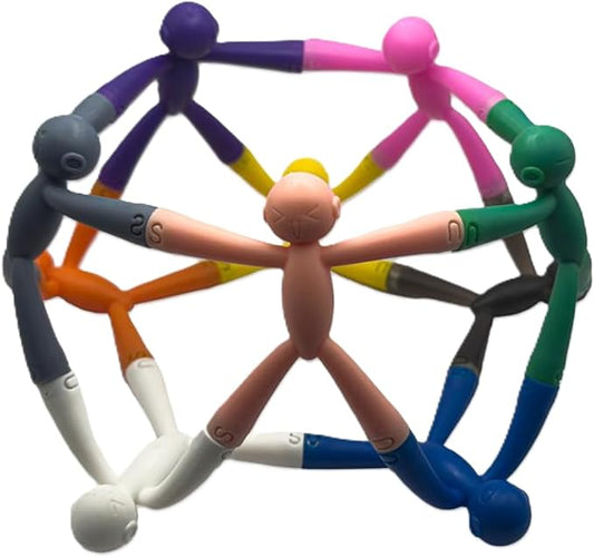 MAGMEN Enhanced Grip Magnetic Fidget Figures for Kids 3-8 & Toddlers | 10-Piece Solid Colors Multipurpose Magnets Set for Travel, Road Trip, Office & Stocking Stuffer Gifts.