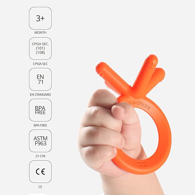 Comotomo Silicone Baby Teether, Orange