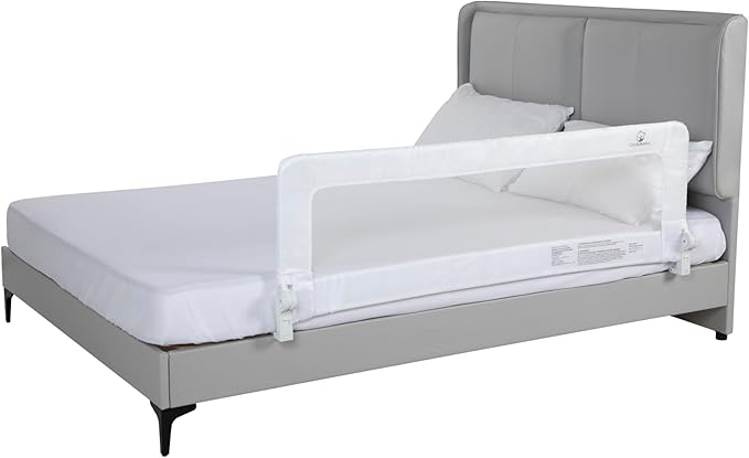 ComfyBumpy 1-Pack Bed Rail for Toddlers 55.5" L x 19.5" H | Toddler Bed Rails for Twin, Full, Queen & King Mattress Size | Swing Down Rail Guard | Mattress Side Rail for Kids | White