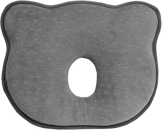 Memory Foam Travel Pillow,Portable Cute Cartoon Bear Soft and Cozy Pillow (Grey)