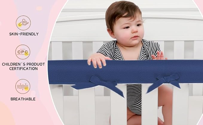 4PCS Covers for Teething, Long Corner Edge Protector Strip,Soft Cotton Anti-Collision Strip Corner Cover Set (Blue)