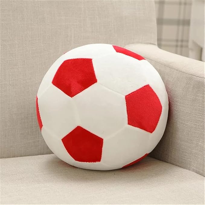 Plush Soccer Balls - Fluffy Stuffed Toy Soccer Ball Plush Pillow Soft Durable Stuff Soccerball Gift for Kids Boy Baby (Red - White,17.7inch/45cm)