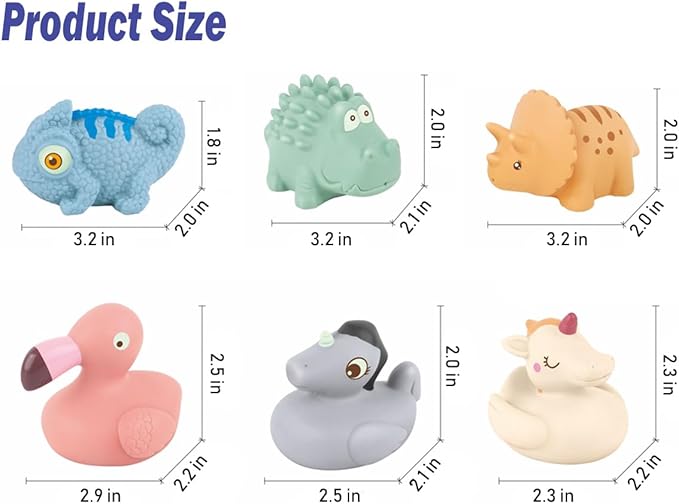 No Hole Animals Toys Set, BathToys for Babies, Bathtub Toys for Boys and Girls (6Pcs) Baby
