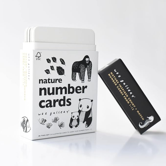Wee Gallery Educational Flashcards for Babies, Double Sided Black and White Learning Flash cards, Nature Number Cards for Visual Stimulation and Cognitive Development of Infants and Toddlers