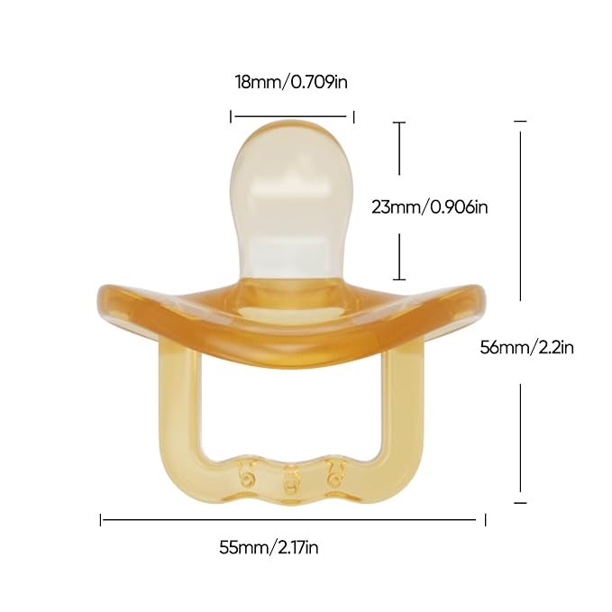 Pacifiers Natural Rubber Set of 2, Cute Baby Pacifier, with Handle & Air Holes for Added Safety, BPA-Free Soothers, Size 0-6 Months (Moon Flat)