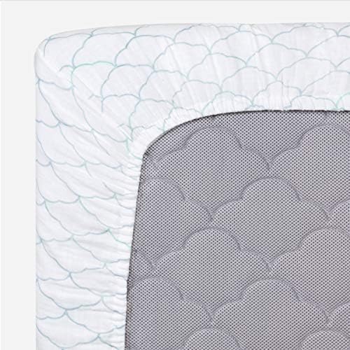 Newton Baby Organic Fitted Crib Sheets - Ultra Breathable and Soft, 100% Organic Muslin Cotton, Dreamweaver Print in Moonstone Mist + Solid White, Fits All Standard Cribs