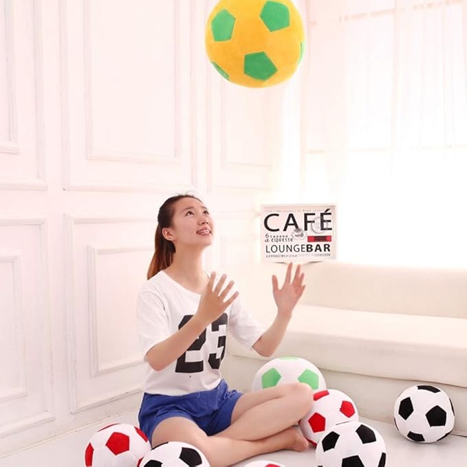 Plush Soccer Balls - Fluffy Stuffed Toy Soccer Ball Plush Pillow Soft Durable Stuff Soccerball Gift for Kids Boy Baby (Green -Yellow,7.8inch/20cm)