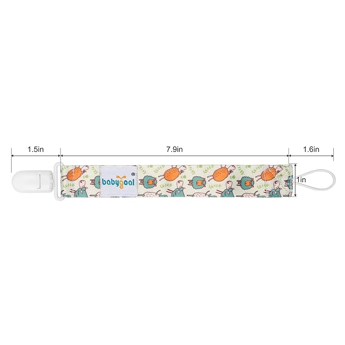 Babygoal Rabbit Pacifier Clips, 6 Pack Binky Paci Holder and Leash for Boys and Girls Fits for Most Pacifier, Binkie Styles & Baby Teethers & Toys and Easter Gift 6PB03