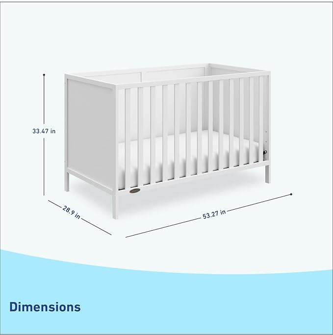 Graco Theo 3-in-1 Convertible Baby Crib (White) - GREENGUARD Gold Certified, Converts to Toddler Bed & Daybed, Fits Standard Full-Size Baby Crib Mattress, 4 Adjustable Mattress Heights