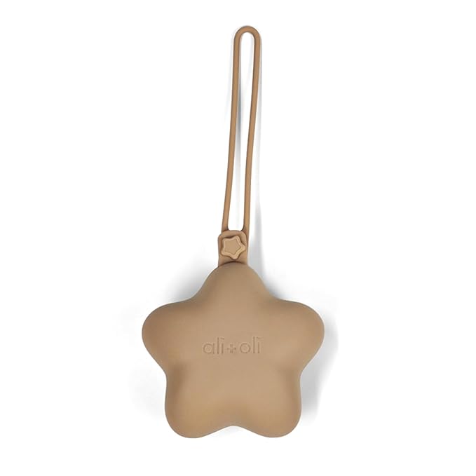 Ali+Oli BPA-Free Silicone Pacifier Holder Case (2-pk) Diaper Bag Accessory Newborn Travel Baby Pacifier Pouch (Taupe-Sand)