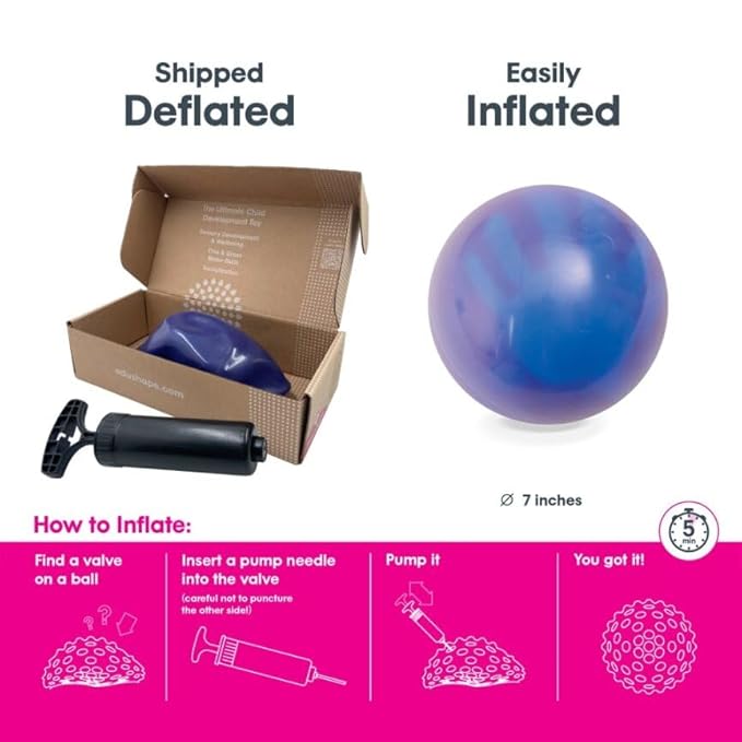 Edushape Incrediball Change-A-Color Sensory Ball for Baby - 7" Deflated with Pump - Color Changing Ball Helps Enhance Gross Motor Skills for Kids
