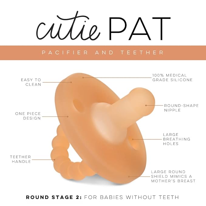 Ryan & Rose Cutie PAT Pacifier Teether (Stage 2, Clear Rubber)
