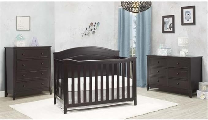 Pemberly Row Modern/Contemporary Round Top Panel Crib in Espresso