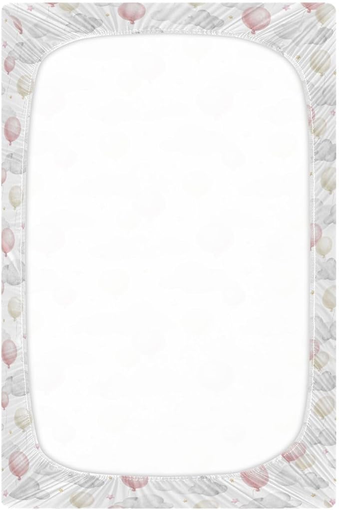 Baby Crib Sheets Balloon Cloud Crib Sheets for Boys Girls,Neutral Bassinet Toddler Bed Play Sheets Breathable Soft and Portable 52 * 28 * 9in