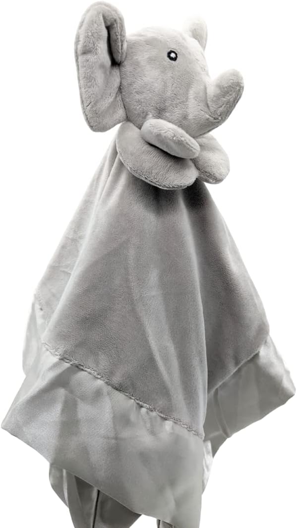 Elephant Lovey Blanket for Baby | Large 20" x 20" Baby Lovey for Girls or Boys | Cute Elephant Security Blanket for Babies and Toddlers